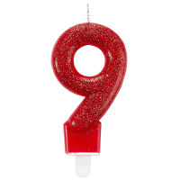 Candle Number 9 Glitter Red
